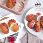 Madeleine Pan, 12-Cavity Mold Cake Pan Non-Stick Oval Shell Madeline Bakeware for Oven Baking (Rose Gold)