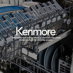 Kenmore 24" Built-in Stainless Steel Tub Dishwasher EasyFlex 3rd, SmartWash, UltraWash Plus, TurboDry, and MoreSpace Adjustable Rack, Energy Star Certified, White
