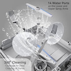 Hermitlux Countertop Dishwasher, 5 Washing Programs Portable Dishwasher With 5-Liter Built-in Water Tank For Glass Door