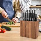 RedCall Acacia Wood Knife Holder Block,Large Universal Knife Block without knives,Wooden Kitchen Knife Block for Countertop,Knife Holder Organizer with Slots for Scissors and Sharpening Rods Storage