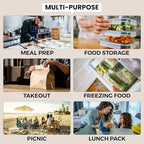Klex 32 Oz, 50 Sets Meal Prep Containers with Airtight Lids, BPA Free, Reusable Plastic Food Container, 32 oz, Round, Black/Clear, 50 Sets