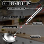9 Pcs 304 Stainless Steel Utensils Set with Wood Handle Metal Cooking Tool Spatula, Solid Spoon, Slotted Spoon, Fork, Ladle, Skimmer, Slotted Spatula Spaghetti(Silver,Stainless Steel)
