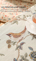 ISAENNE Designer French Light Beige Long Tablecloth Rectangle,Linen Florals and Birds Pattern Table Cloth,Anti-Wrinkle Decorative Tablecloths for Dining Thanksgiving Kitchen,63"*102"-Cornucopia
