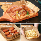 7.5 Inch Air Fryer Liner Disposable, 300Pcs Air Fryer Paper Liners, Oil-Proof & High-Temperature Resistant Parchment Baking Paper for Air Fryer, Microwave and Oven（Bottom Is 6.3 Inch）