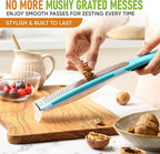 Spring Chef Premium Lemon Zester Grater with Handle - Fruits, Garlic, Chocolate, Nutmeg, Ginger Grater - Heavy Duty Kitchen Tool - Stainless Steel Citrus Zester with Blade Cover - Fine Shred, Aqua Sky