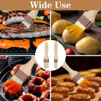 4 Pcs Natural Bristle Pastry Brush, Beech Wooden Handle Basting and BBQ Brushes for Cooking, Butter, Oil, Marinade, Grilling & Baking, Kitchen Food Brush (1 inch & 1.5 inch)