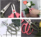 Leize Flower Scissors, Premium Thickened Stainless Steel Floral Shears, Strong Pruner for Flowers, Branches and Leaves (Grey Green Slender)
