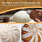 Bread Lame Sourdough Scoring Tool - Wooden Lame Bread Scoring Tool with 5 Razor Blades and Leather Storage Cover - UFO Bread Lame Dough Scoring Tool for Bread Baking