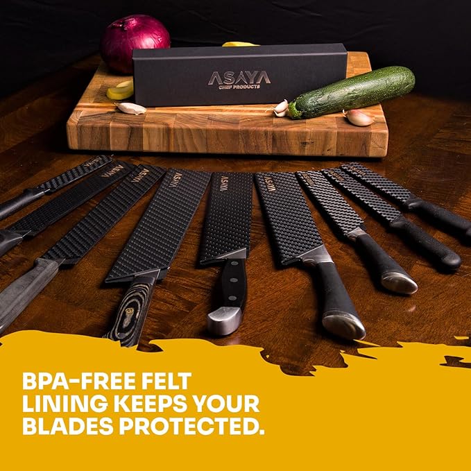 Asaya Professional Knife Edge Guards -Universal Blade Covers - Extra Strength, ABS Plastic and BPA-Free Felt Lining, non-Toxic and Food Safe - Knives Not Included (9Pcs)