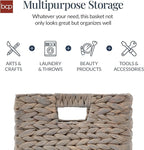 Best Choice Products 12x12in Pack of 5 Cube Storage Baskets, Water Hyacinth Multipurpose Collapsible Organizers, Handwoven Laundry Totes for Laundry, Living Room, Kids Room & Nursery - Gray