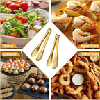 8 PCS Serving Tongs 9 Inch, Gold Tongs for Serving Food, Stainless Steel Tongs for Serving, Serving Utensils Cooking Clips for Buffet, Appetizer, Dessert, Parties