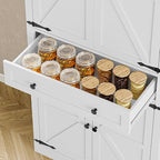 Pantry Organizers and Storage Cabinet, 70” Barn Door White Kitchen Cabinet with Drawers and Adjustable Shelf, Tall Pantry for Kitchen, Dining Room, Living Room Bedroom