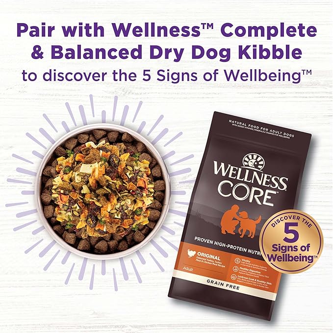 Wellness Bowl Boosters, Dog Food Topper for Small, Medium, & Large Breeds, Grain Free, Natural, Freeze Dried, Skin & Coat Health Chicken, 4 Ounce Bag (Pack of 1)
