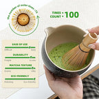 TEANAGOO Matcha Whisk Set,10 Pcs Complete Set Black,Matcha Kit for Ceremony,Matcha Tea Set with Tray,Matcha Whisk Set and Ceramic Bowl with Scoop&Sifter&Powder Jar,Gift for Matcha Lover