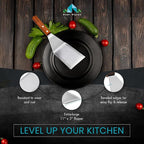 Homi Styles Metal Spatula Beveled Edges, Stainless Steel Grill Spatula with Wood Handle for Skillets, Griddles & Pancake Flipper for Burgers, Omelet, and Versatile for Culinary Task, 11 x 3 inches