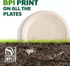 125 Count Compostable Paper Plates, 7 Inch, Heavy Duty Disposable Plates by Biodegradable Bagasse, Dessert Plates Bulk for Party | Microwave-Safe | Soak-Resistant, Cut Resistant