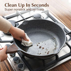 SENSARTE Nonstick Deep Frying Pan Skillet, 11-inch Saute Pan with Lid, Stay-cool Handle, Chef Pan Healthy Stone Cookware Cooking Pan, Induction Compatible