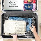 SUOCO Travel Vacuum Seal Bags for Clothing with Rechargeable Electric Pump, 8 Medium Compression Packing Bags for Luggage Suitcase Backpack, Carry-on Size Space Saver Storage