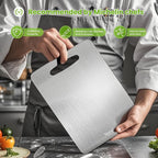 2 Pack Titanium Cutting Board-100% Pure Titanium Cutting Boards For Kitche,Easy to clean, Double-sided food-grade Cutting Board For Meats, Fruits And Vegetables (M & L)