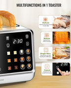 Keenstone Toaster 4 Slice, Digital Smart Toaster with TouchScreen, Dual Control Panel, Single Slot Toasting, Timer, Reheat & Defrost for Bagels, Bread, Waffles, Stainless Steel Kitchen Essentials