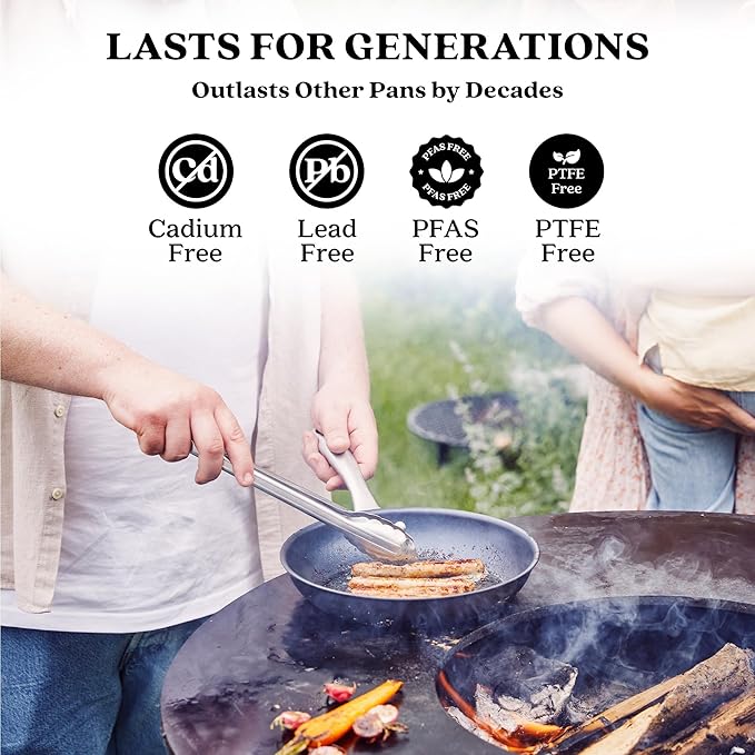 Alva Black Angus 11” Carbon Steel Frying Pan – Naturally Nonstick, PFAS-Free & Toxin-Free, Oven & Induction Safe, Chef-Grade Heat Control, Built to Last a Lifetime, Designed in Belgium
