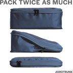 Aerotrunk Compression Packing Cubes for Travel - Luggage Organizer Bags - Double Zipper Packing Cubes for Suitcases (6-Pack, Dark Blue)