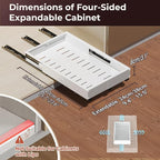 Pull Out Cabinet Organizer, 2 Pack Slide Out Drawer Expandable Width (10"-16") and Depth (17"-25") With 3 Slides, Fixed with Adhesive Film or Nail for Cabinets in Kitchen, Pantry or Bathroom