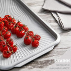 SYAINN Non-stick Ceramic Baking Sheet Set, 3 Pieces- Aluminum Steel Cookie Sheets for Baking-Includes Half/Quarter/Jelly Roll Pans-Warp Resistant, Toxic, PTFE & PFOA Free-Red