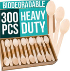 Disposable Wooden Spoons For Eating - 300pcs - Heavy Duty & Plastic Free - Our Guilt-Free FSC Certified Wood Protects Forests - A Great Alternative to Bamboo Spoons Disposable.