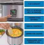 Kenmore 7 Quart Slow Cooker with Diper - Crock pot With Programmable Settings, Digital Controls, Large Capacity for Family Meals, Dishwasher-Safe Stoneware, Warm Rice & Sous Vide Stew