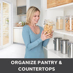 Oggi Medium-Sized Clear Canister with Clamp Lid, 61 oz - Large Airtight Food Storage Container, for Kitchen & Pantry Storage of Bulk, Dry Foods, Pasta, Flour, Sugar, Coffee, Rice, Tea, Spices & Herbs