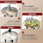 Stand Mixer, 10-Speed Kitchen Electric Mixer, 6QT Food Mixer with 8-in-1 Splash Guard, Dishwasher-Safe Dough Hook/Whisk/Beater/Spatula, Dough Mixers for Baking, Beige