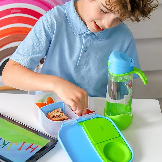 b.box Mini Lunch Box, Bento Box for Kids, Snack Container with 2 Leak Proof Compartments, Reusable Snack Containers with Lids, Kids Lunch Boxes Ages 3+, BPA Free, 4 1/4 Cup Capacity (Lemon Sherbet)