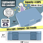 BEARFOOT Kids Lunch Box with Compartments – Compact & Lightweight | Leak-Proof, BPA-Free, Dishwasher & Microwave Safe | Hand-Drawn Design for Preschool, School, Travel (Blue, 4 Cups)