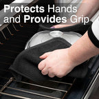 RITZ Terry Potholder & Hot Pad: Unparalleled Heat Resistant, Durable 100% Cotton – Ergonomically Designed for Optimal Grip – Easy-Care Machine Washable – 4-Pack, Black