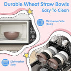 Quatish 16 PCS Unbreakable Cereal Bowls,Dishwasher & Microwave Safe Wheat Straw Bowls, Easy-to-Clean Lightweight Snack & Soup Bowl,Multi-Color Portable for Picnics Plastic Bowls Set, Brown