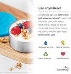 LunchBots 4.5 oz Stainless Steel Dressing Container for Condiments, Dips, Snacks, Dipping Sauce Cups with Silicone Lid, Fits in Lunch Bags and Bento Boxes - Set of 2 (Blue)