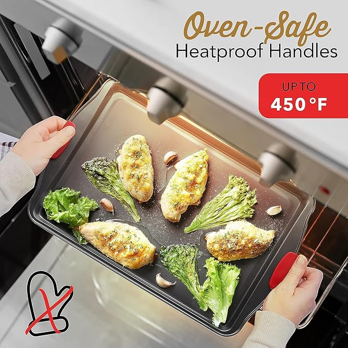 Baking Pan Set, 39 Piece Premium Baking Set, Nonstick Bakeware Sets BPA Free, Cookie Sheets for Baking Nonstick Set, Steel Baking Sheets for Oven with Muffin Pan, Cake Pan & Black Kitchen Utensils