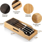 Bamboo Knife Drawer Organizer Insert Dock, Kitchen Steak Knives Organizer Storage for Any Chef