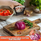 Bench Scraper Dough Chopper Onion Holder for Slicing Slicer Onion Cutter with Protective Cover and Anti-Slip Handle Stainless Steel Chopper for Potato, Tomato, Avocados, Eggs, Vegetable, Onions