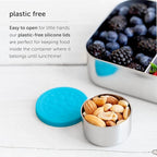LunchBots Tiny Dips Condiment Containers - Set of 3 - Perfect Portion Cups - Spill Proof Lunch Box Sauce Container with Lid - Food Grade Stainless Steel - 1.5oz - Dishwasher Safe - Assorted Lids