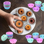 Tongjude 72 Pieces Silicone Bakeware Set, Nonstick Baking Pans Set, Easy Release Oven Silicone Pan for Kitchen with Cake Pans, Loaf Pans, Baking Cups, Measuring Cups and Spoons Set, Grey