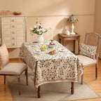 ISAENNE Designer Floral Square Tablecloth,French Linen Light Beige Indoor Table Cloth,Fall Wrinkle Resistant Home Decor Tablecloths for Dining Thanksgiving Kitchen Party,67"*67"-Flora A