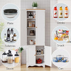 Yusong 72'' Tall Kitchen Pantry Cabinet, Freestanding Storage Cabinet with Doors and Shelves, Wooden Food Pantry Farmhouse Cupboard Buffet for Kitchen Dining Living Room, White