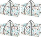 BALEINE 4-Pack Oversized Moving Bags with Reinforced Handles, Heavy-Duty Storage Tote for Clothes, Moving Supplies (Mosaic, 4-Pack)