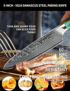 5 Inch Kitchen Utility Knife - Xuan Series Kitchen Knives - VG10 Damascus Steel with Resin Handle (Jade Green)