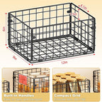 X-cosrack Metal Wire Basket Pantry Baskets Foldable Cabinet Organizers with Handles-6 Pack-12"x9"X6", Food Storage Freezer Organizer Bins for Kitchen Bathroom Laundry Closet Garage - Patent Design