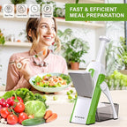 Safe Mandoline Slicer for Kitchen, Potato Slicer, Meal Prep, Adjustable/Easy to Clean/Storage, Kitchen Chopping Artifact, Paring Knife/Cleaning Brush (only Slice, Avocado Green)