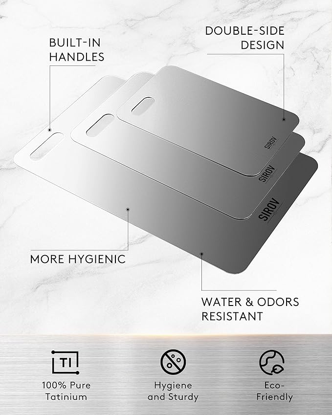 Titanium Cutting Board,100% Pure Titanium Kitchen Cutting Board, Non-Toxic & Dishwasher Safe, Durable and Hygienic for Meat, Fruit & Vegetables (16L*10W)