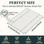 Cooling Racks for Cooking and Baking - 8.5"x12" Oven Safe Premium Stainless Steel Heavy Duty Baking Rack Tight-Wire, Fits Quarter Sheet Pan for Roasting & Grilling & Cooking - Set of 2
